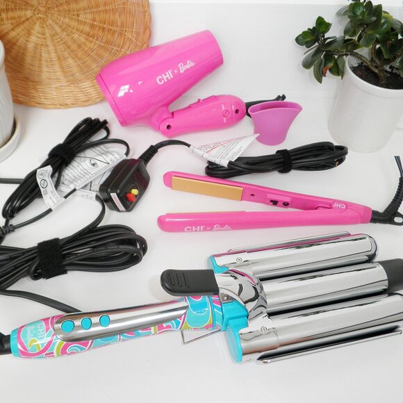 CHI X Barbie Hair Styling Tools Dryer Waver Mini Flat Iron Cut